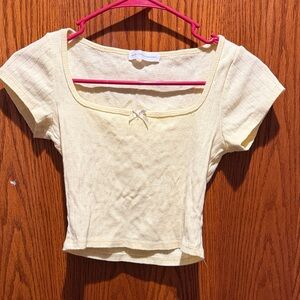 Gaze Light Yellow Crop Top with Square Neck